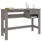 Bureau en bois massif de pin - wiens - gris clair - 110x40x75 cm - bois de pin massif - tiroir int�gr� ...
