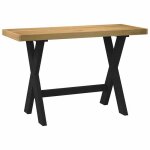 Bureau en bois de pin massif - clarence - 120x50x75 cm - naturel - pieds en forme de x - noir - assemblage ...