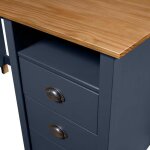 Bureau en bois de pin massif - wiens - 150x50x74 cm - gris - 3 tiroirs - 2 compartiments - 1 porte - ...