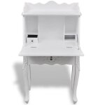 Bureau en bois style fran�ais - wiens - 60x36. 4x111 cm - blanc - mdf + bois de pin - grand espace de ...