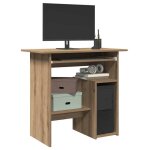 Bureau ch�ne artisanal - clarence - 80x45x74 cm - bois ding�nierie - capacit� 60 kg - armoire int�gr�e ...
