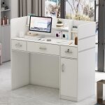 Bureau de rception avec 3 tiroirs et porte comptoir d?accueil avec plan de travail bureau et salon 120 ...