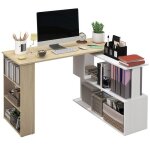 Bureau dangle - homcom - modulable - biblioth�que �tag�re 3 niveaux - panneaux de particules - 120x110x745cm ...