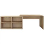 Bureau dangle - kai - chne - 4 tagres - marron - bois - panneaux de particules