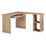 Bureau dangle taupe moderne en panneau de particules agglom�r�es l. 140 x p. 120 x h. 755 cm collection ...