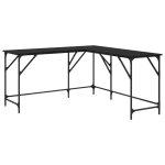 Bureau dangle en l - vidaxl - 149x149x75 cm - ch�ne noir - bois ding�nierie - cadre en acier - poids ...