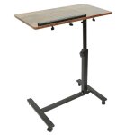 Bureau debout sur roues qifashma - table pour ordinateur hauteur / angle rglable - mtal - marron