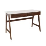 Bureau d�cor bois pi�tement bois dh�v�a 2 tiroirs noyer - tommy