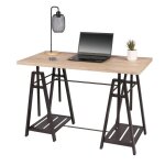 Bureau design architecte collection daryl ? dimensions 120x59x75 cm coloris chne clair et pieds en mtal ...