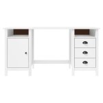 Bureau - dilwe - hill - bois de pin massif - 150x50x74 cm - 3 tiroirs
