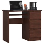 Bureau dordinateur akord droit a6 weng� 90 cm 3 tiroirs fa�ade weng� 1 �tag�re 90x50x77 cm