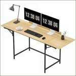 Bureau dordinateur pliable � 2 panneaux extensibles - grand espace - ch�ne / noir
