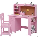 Bureau enfant avec chaise - 96x46x99cm - 1 armoire � porte + biblioth�que dessus + tableau daffichage ...
