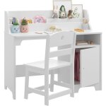 Bureau pour enfants avec chaise bureau d�tude - 93x42x78cm - table d�tude en bois - blanc