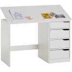 Bureau enfant écolier junior emma pupitre inclinable avec 4 tiroirs en pin massif lasuré blanc Bureau enfant écolier junior emma pupitre inclinable avec 4 tiroirs en pin massif lasuré blanc