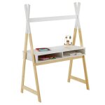 Bureau enfant simi petit bureau en forme de tipi de type montessori avec 2 niches en pin massif naturel ...