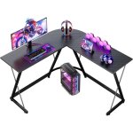 Bureau gaming en l - aquadella - 120x120 cm - fibre de carbone noir - design en l - structure m�tallique ...