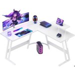 Bureau gaming dangle en l avec support d�cran - 120x120 cm - pour �tudier jouer et travailler en blanc ...