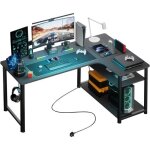 Bureau gaming en forme de l bureau d?angle avec tagres rangement prise de courant 120l * 80p * 74h ...