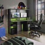 Bureau gaming � led avec environnement - bu5061 - noir - fabriqu� en france - terre de nuit