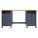 Bureau - garosa - hill - bois de pin massif - 150x50x74 cm - 3 tiroirs et 2 compartiments