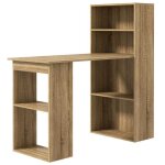 Bureau informatique 120l x 55l x 120h cm bibliothque adjacente multi - rangements bois chne