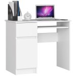 Bureau dordinateur akord gauche piksel blanc 90 cm 1 porte 1 tiroir fa�ade blanche 3 �tag�res 90x50x77 ...