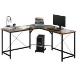 Bureau informatique dangle design industriel homcom - support cpu - aspect vieux bois métal noir Bureau informatique dangle design industriel homcom - support cpu - aspect vieux bois métal noir