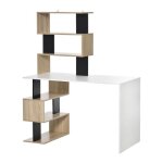 Bureau informatique design contemporain avec bibliothque zig zag 6 tagres panneaux particules aspect ...