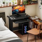 Bureau informatique avec �tag�res et tablette clavier coulissante compacte floragrace