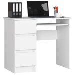 Bureau informatique - gst - modle gst - 6 - 90 cm - blanc - 3 tiroirs - angle gauche