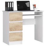 Bureau informatique - gst - 6 - 90 cm - blanc / sonoma - 3 tiroirs - angle