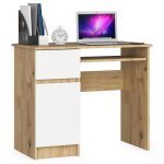 Bureau informatique - gst - 90 cm - chêne artisan - blanc - 1 tiroir - design contemporain Bureau informatique - gst - 90 cm - chêne artisan - blanc - 1 tiroir - design contemporain