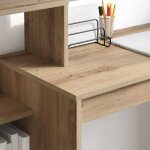 Bureau informatique marron - lemon� bureau droit multi - rangements - ch�ne artisanal - 100x40x90cm - ...