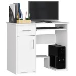 Bureau informatique multimdia avec rangement - gst571 90 cm blanc - meuble de bureau ordinateur parfait ...