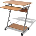 Bureau informatique roulant table informatique meuble de bureau pour ordinateur brune - 60 x 40 x 75 ...