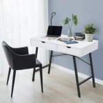 Bureau boston 100 x 48 cm / blanc et mtal noir