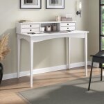 Bureau milano secrétaire en pin massif avec 4 tiroirs et 1 niche bois lasuré blanc Bureau milano secrétaire en pin massif avec 4 tiroirs et 1 niche bois lasuré blanc