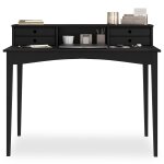 Bureau milano secrétaire en pin massif avec 4 tiroirs et 1 niche noir Bureau milano secrétaire en pin massif avec 4 tiroirs et 1 niche noir