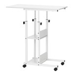 Bureau mobile - springos - table dordinateur portable - hauteur r�glable 76 - 86 cm - blanc - design ...