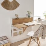 Bureau mural rabattable frne 100 cm u - line