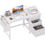 Bureau ordinateur blanc 120cm avec tiroir - espace rang� optimis� pour petit volume - id�al gaming �tude ...