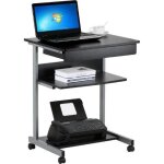 Bureau dordinateur roulant portable petit table informatique poste de travail - 1 tiroir et 2 tagres ...