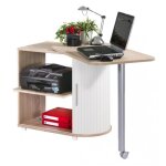 Bureau pivotant et meuble de rangement ch�ne 2 niches 77 x 717 x 47 cm - blanc - l 105 x l 55 x h 74. ...