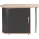 Bureau pivotant et meuble de rangement ch�ne 2 niches 77 x 717 x 47 cm - noir - l 105 x l 55 x h 74. ...