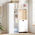 Bureau pliable avec �tag�res - 2 - en - 1 biblioth�que et bureau - 1045x305x160 cm - blanc - mdf - prise ...