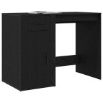 Bureau avec porte - clarence - ch�ne noir - bois ding�nierie - 100x49x74 cm - avec tiroir - avec 1 porte ...