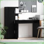 Bureau avec rangement - 3337290 - ch�ne noir - bois ding�nierie - 6 �tag�res 2 portes