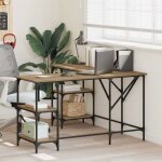 Vidaxl bureau dangle 139 x 139 x 75 cm ch�ne artisanal ? 4 �tag�res style industriel