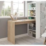 Dmora - bureau denton 120 x 53 x 144 cm blanc chêne panneau effet bois Dmora - bureau denton 120 x 53 x 144 cm blanc chêne panneau effet bois